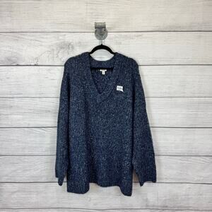 A New Approach Plus Size Blue Woven Knit V-Neck Sweater Size 2X